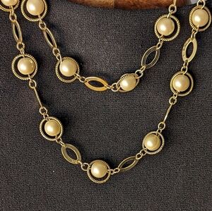 Talbot's Necklace 1990's double strand faux pearl gold tone office Professional
